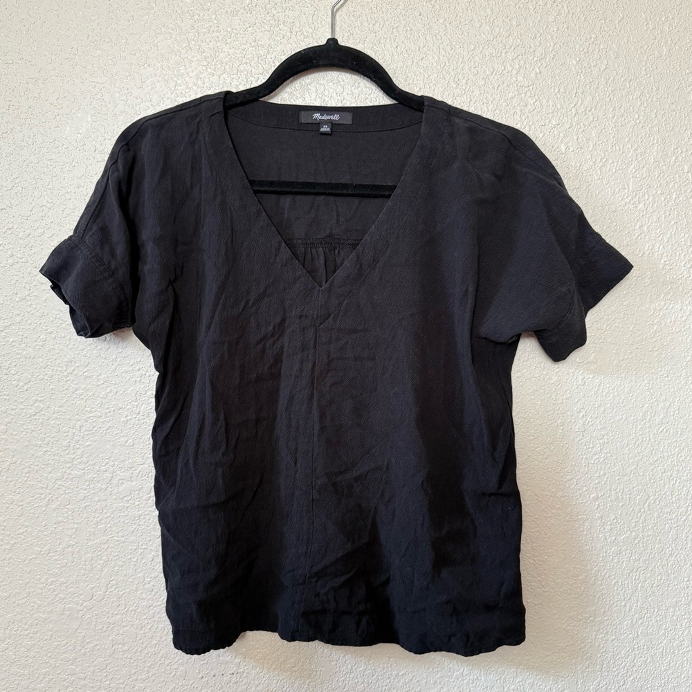 Madewell Black V Neck Dolman Sleeve Top Blouse Extra Small